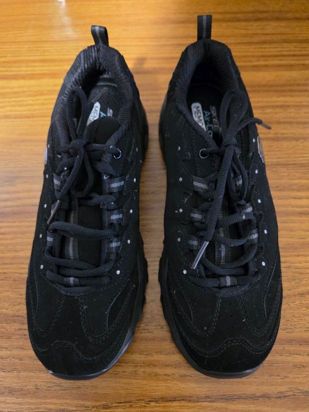Skechers DLites Biggest Fan Black Chunky Memory Foam Sneakers 9.5
